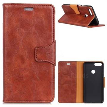 MURREN Luxury Crazy Horse PU Leather Wallet Phone Case for Huawei Nova 2 Plus - Brown
