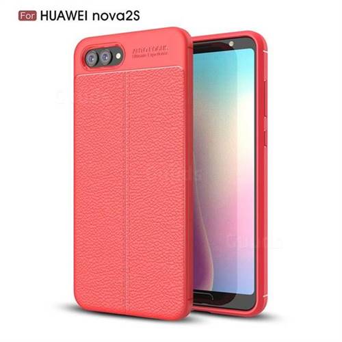 Luxury Auto Focus Litchi Texture Silicone TPU Back Cover for Huawei Nova 2s - Red