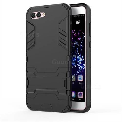 Armor Premium Tactical Grip Kickstand Shockproof Dual Layer Rugged Hard Cover for Huawei Nova 2s - Black