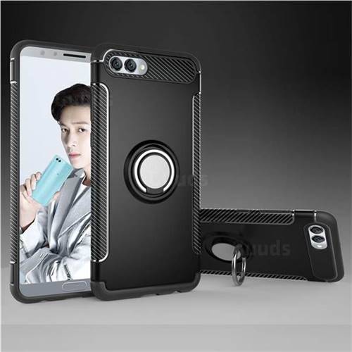 Armor Anti Drop Carbon PC + Silicon Invisible Ring Holder Phone Case for Huawei Nova 2s - Black