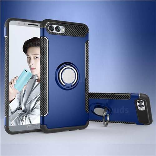Armor Anti Drop Carbon PC + Silicon Invisible Ring Holder Phone Case for Huawei Nova 2s - Sapphire