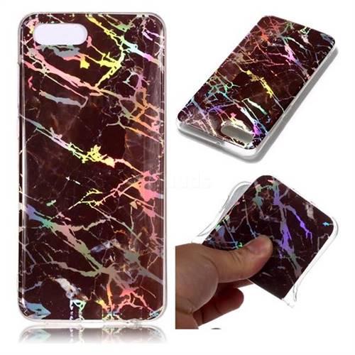 Black Brown Marble Pattern Bright Color Laser Soft TPU Case for Huawei Nova 2s