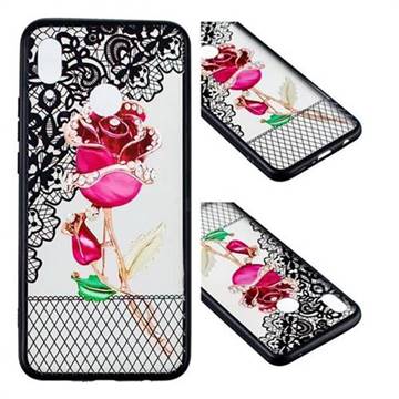Rose Lace Diamond Flower Soft TPU Back Cover for Huawei Nova 3