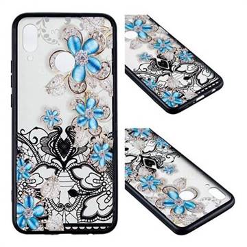 Lilac Lace Diamond Flower Soft TPU Back Cover for Huawei Nova 3