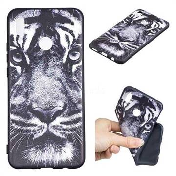 White Tiger 3D Embossed Relief Black TPU Cell Phone Back Cover for Huawei Nova 3