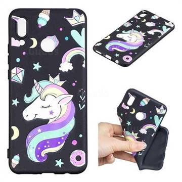 Candy Unicorn 3D Embossed Relief Black TPU Cell Phone Back Cover for Huawei Nova 3