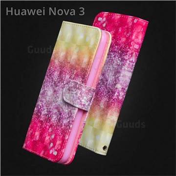 Gradient Rainbow 3D Painted Leather Wallet Case for Huawei Nova 3
