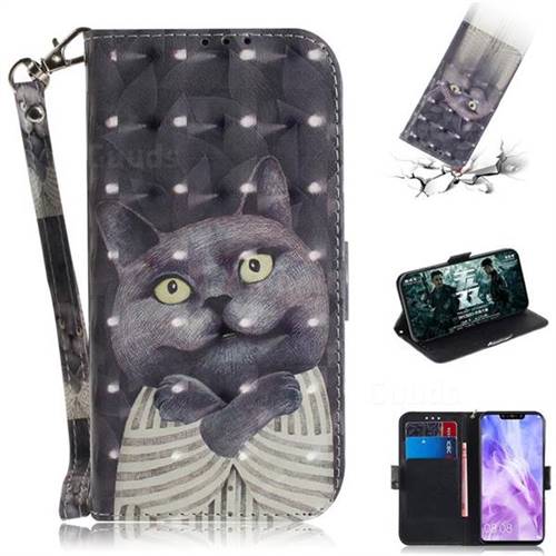 Cat Embrace 3D Painted Leather Wallet Phone Case for Huawei Nova 3