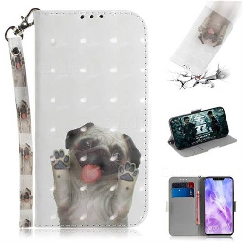 Pug Dog 3D Painted Leather Wallet Phone Case for Huawei Nova 3