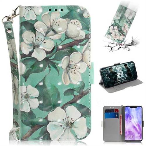 Watercolor Flower 3D Painted Leather Wallet Phone Case for Huawei Nova 3