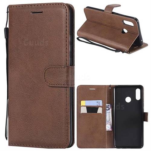 Retro Greek Classic Smooth PU Leather Wallet Phone Case for Huawei Nova 3 - Brown