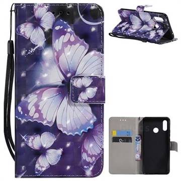 Violet butterfly 3D Painted Leather Wallet Case for Huawei Nova 3