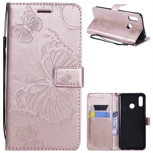 Embossing 3D Butterfly Leather Wallet Case for Huawei Nova 3 - Rose Gold