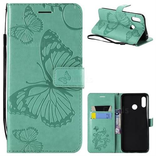 Embossing 3D Butterfly Leather Wallet Case for Huawei Nova 3 - Green