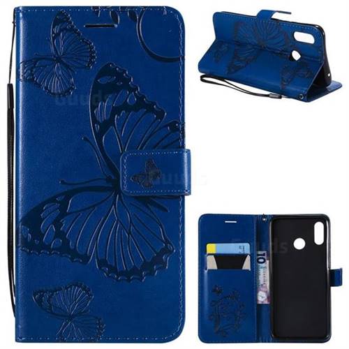Embossing 3D Butterfly Leather Wallet Case for Huawei Nova 3 - Blue