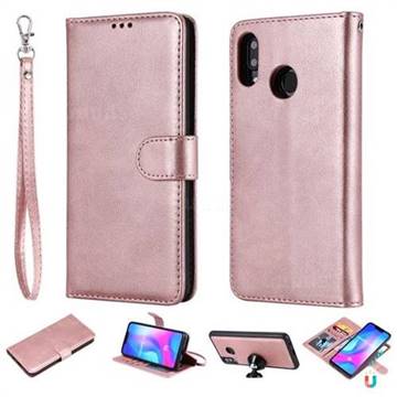 Retro Greek Detachable Magnetic PU Leather Wallet Phone Case for Huawei Nova 3 - Rose Gold