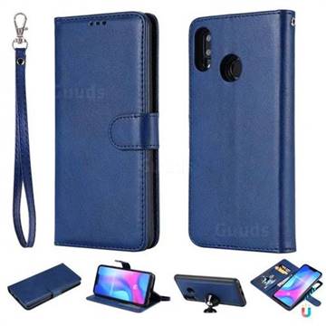 Retro Greek Detachable Magnetic PU Leather Wallet Phone Case for Huawei Nova 3 - Blue