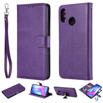 Retro Greek Detachable Magnetic PU Leather Wallet Phone Case for Huawei Nova 3 - Purple