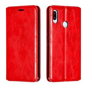 Retro Slim Magnetic Crazy Horse PU Leather Wallet Case for Huawei Nova 3 - Red