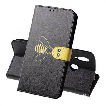 Silk Texture Bee Pattern Leather Phone Case for Huawei Nova 3 - Black