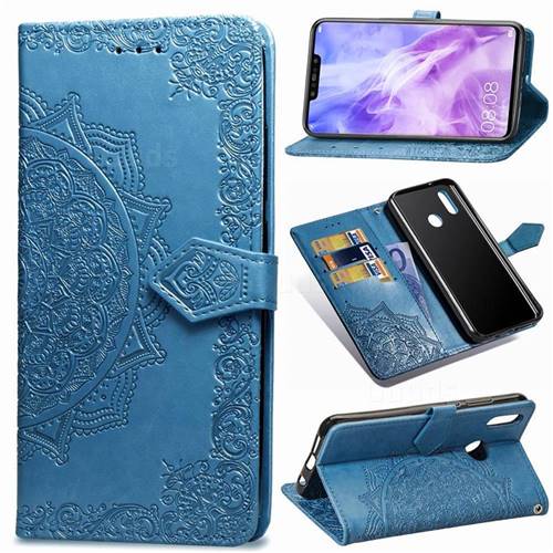 Embossing Imprint Mandala Flower Leather Wallet Case for Huawei Nova 3 - Blue