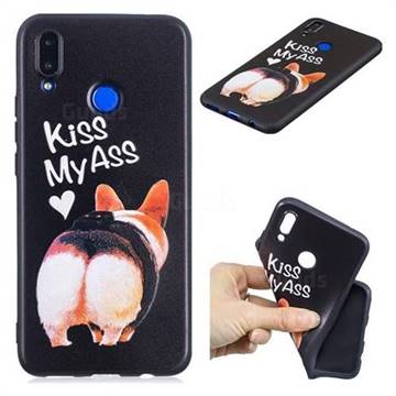 Lovely Pig Ass 3D Embossed Relief Black Soft Back Cover for Huawei Nova 3i