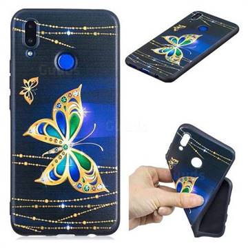 Golden Shining Butterfly 3D Embossed Relief Black Soft Back Cover for Huawei Nova 3i