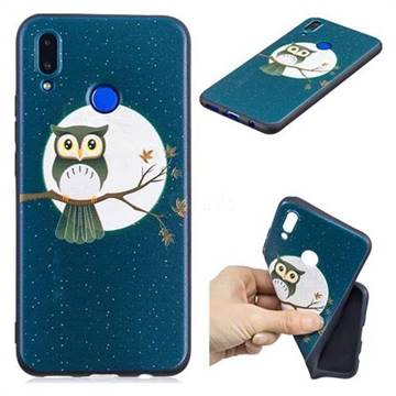 Moon and Owl 3D Embossed Relief Black Soft Back Cover for Huawei Nova 3i