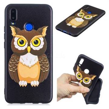 Big Owl 3D Embossed Relief Black Soft Back Cover for Huawei Nova 3i