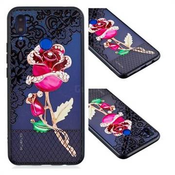 Rose Lace Diamond Flower Soft TPU Back Cover for Huawei Nova 3i