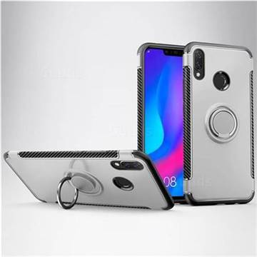Armor Anti Drop Carbon PC + Silicon Invisible Ring Holder Phone Case for Huawei Nova 3i - Silver