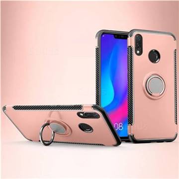 Armor Anti Drop Carbon PC + Silicon Invisible Ring Holder Phone Case for Huawei Nova 3i - Rose Gold
