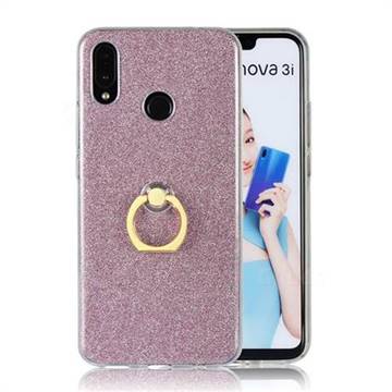 Luxury Soft TPU Glitter Back Ring Cover with 360 Rotate Finger Holder Buckle for Huawei Nova 3i - Pink