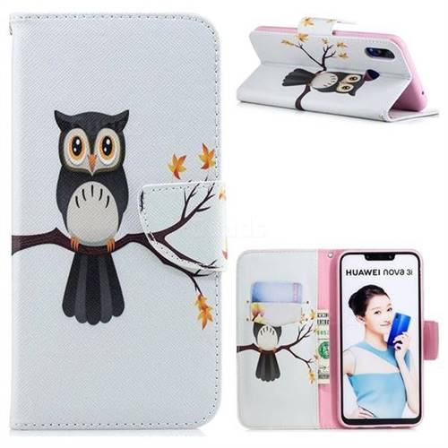 Owl on Tree Leather Wallet Case for Huawei Nova 3i