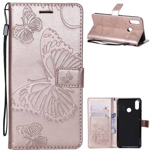Embossing 3D Butterfly Leather Wallet Case for Huawei Nova 3i - Rose Gold