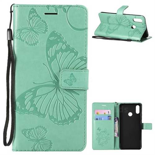 Embossing 3D Butterfly Leather Wallet Case for Huawei Nova 3i - Green