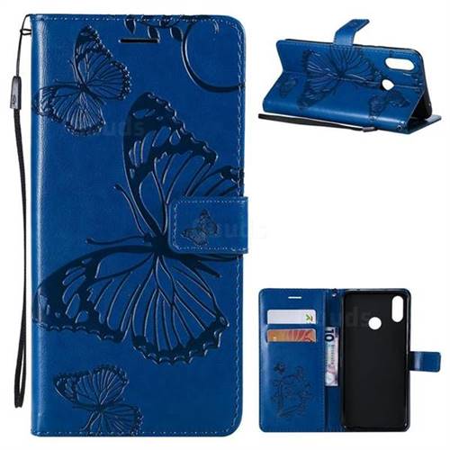 Embossing 3D Butterfly Leather Wallet Case for Huawei Nova 3i - Blue