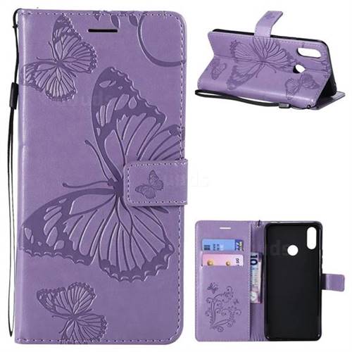 Embossing 3D Butterfly Leather Wallet Case for Huawei Nova 3i - Purple
