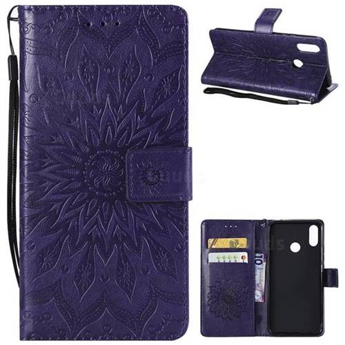 Embossing Sunflower Leather Wallet Case for Huawei Nova 3i - Purple