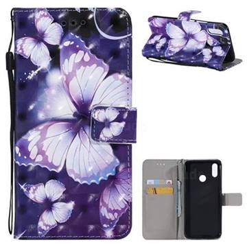 Violet butterfly 3D Painted Leather Wallet Case for Huawei Nova 3i