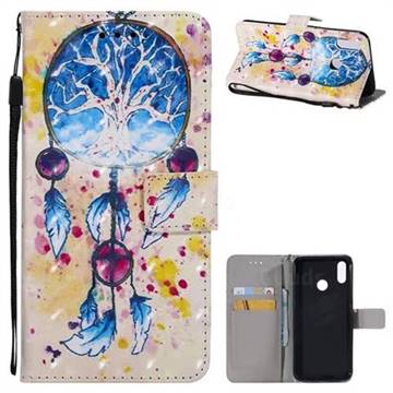 Blue Dream Catcher 3D Painted Leather Wallet Case for Huawei Nova 3i