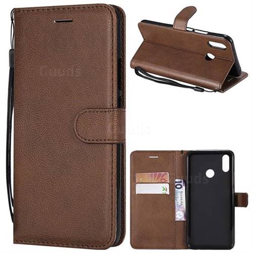 Retro Greek Classic Smooth PU Leather Wallet Phone Case for Huawei Nova 3i - Brown