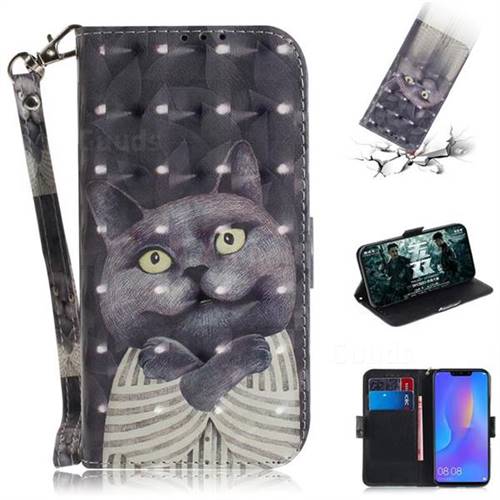 Cat Embrace 3D Painted Leather Wallet Phone Case for Huawei Nova 3i