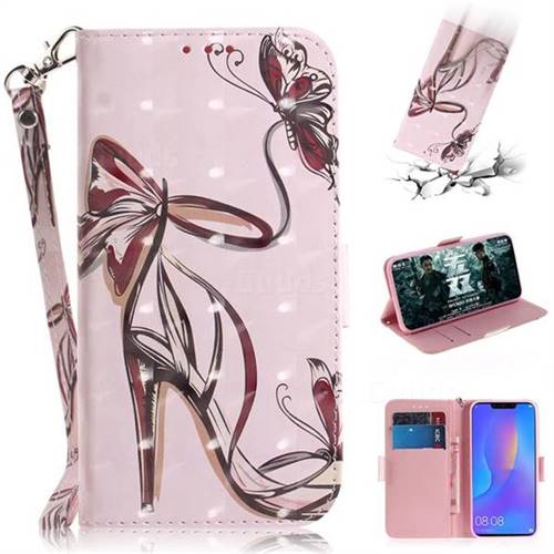 Butterfly High Heels 3D Painted Leather Wallet Phone Case for Huawei Nova 3i