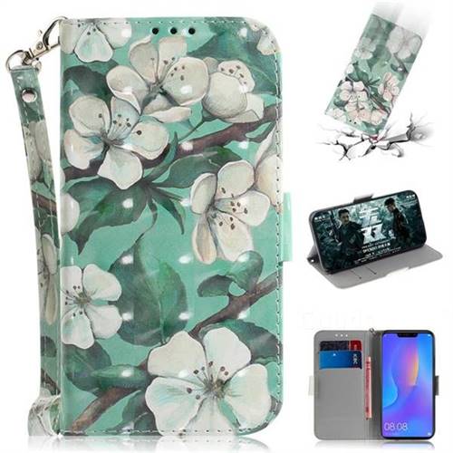 Watercolor Flower 3D Painted Leather Wallet Phone Case for Huawei Nova 3i