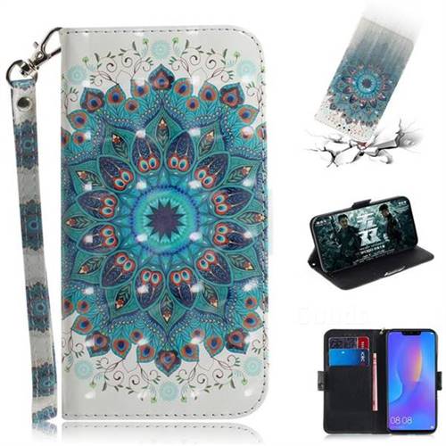 Peacock Mandala 3D Painted Leather Wallet Phone Case for Huawei Nova 3i