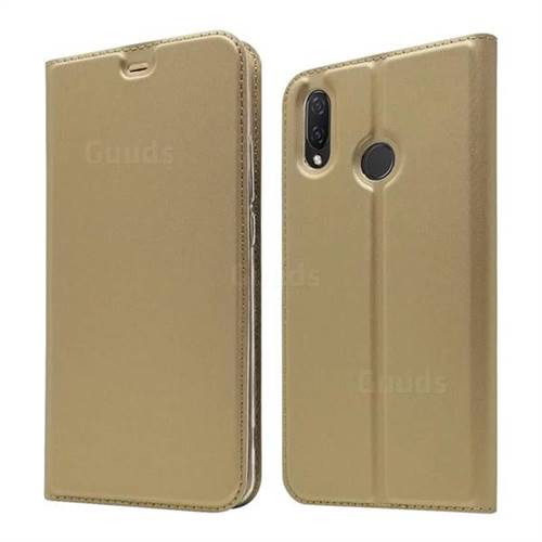 Ultra Slim Card Magnetic Automatic Suction Leather Wallet Case for Huawei Nova 3i - Champagne