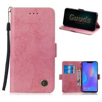 Retro Classic Leather Phone Wallet Case Cover for Huawei Nova 3i - Pink