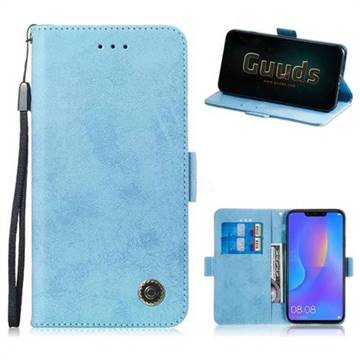 Retro Classic Leather Phone Wallet Case Cover for Huawei Nova 3i - Light Blue