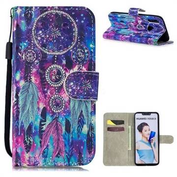 Star Wind Chimes 3D Painted Leather Wallet Phone Case for Huawei Nova 3i